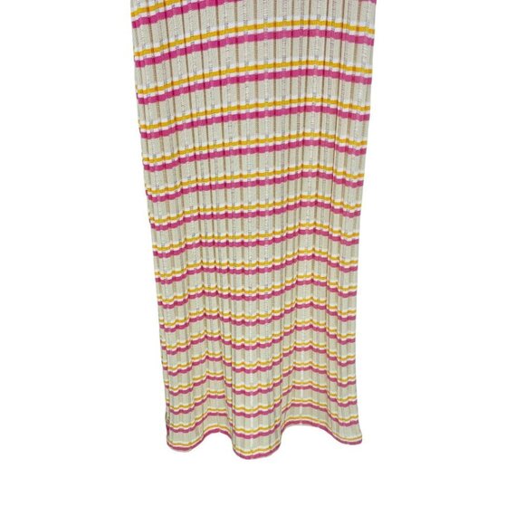 Zara Womens Size M Maxi Polo Dress Stretch‎ Striped Beige Pink Short Sleeve - Picture 8 of 8